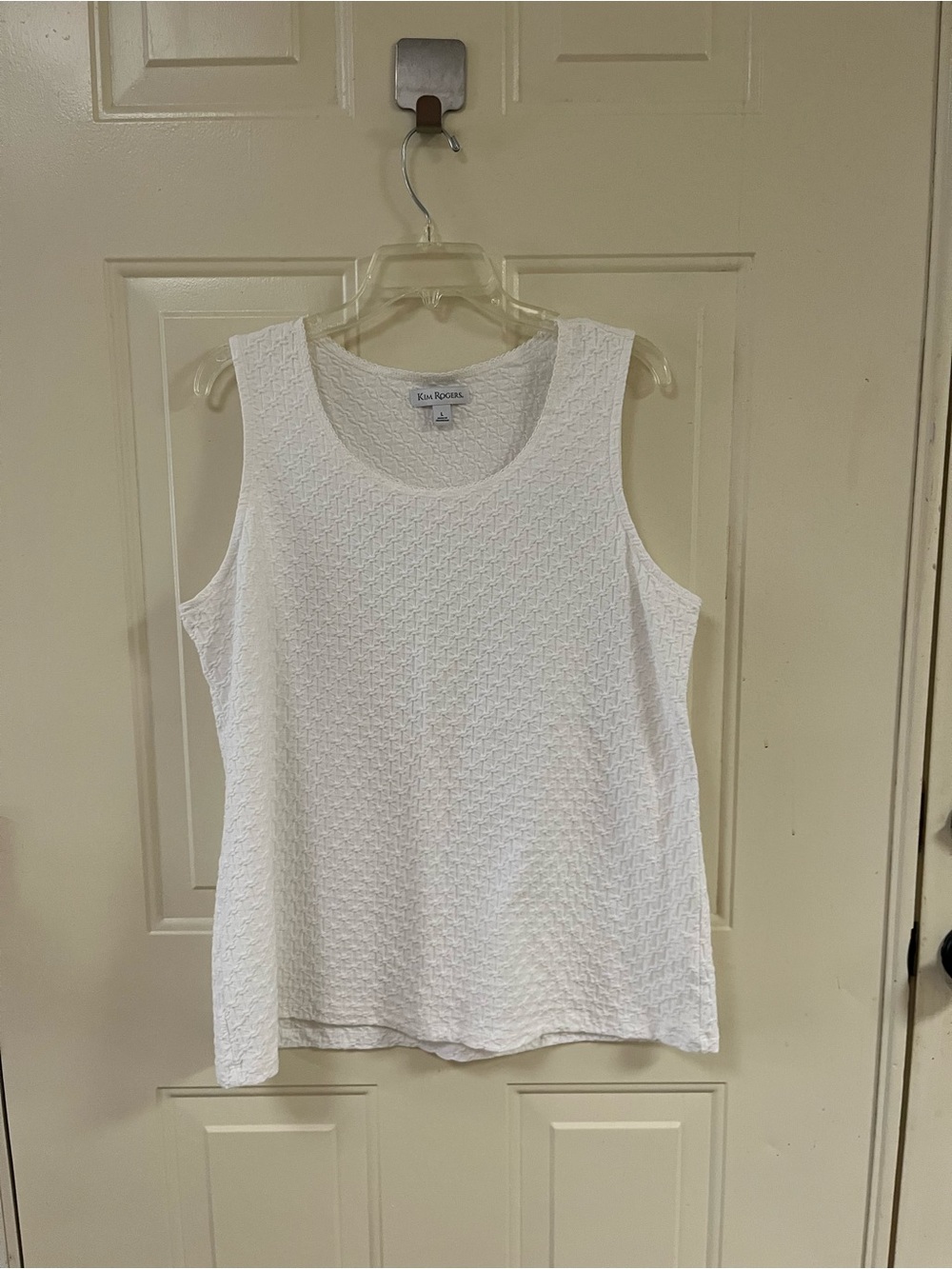 Kim Rogers White Textured Sleeveless Tank